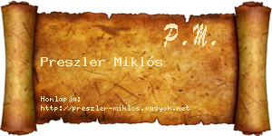 Preszler Miklós névjegykártya